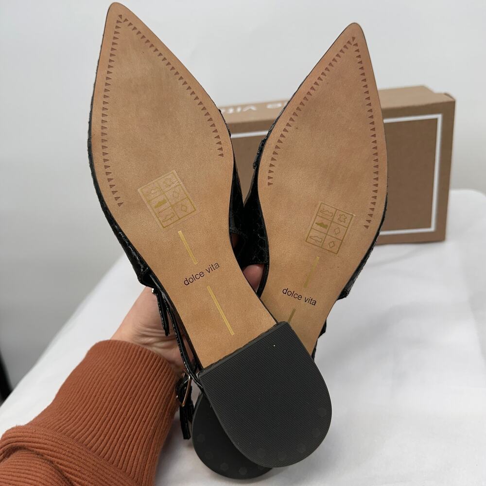 DOLCE VITA Pamla Midnight Snake Embossed Flat in Black // 8 - Picture 7 of 10